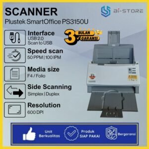 Scanner Folio F4 Plustek PS3150U ADF 100 Lembar Speed 50 PPM Unit Normal Siap Pakai