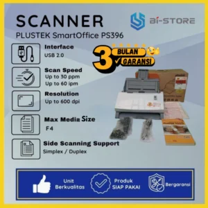 Scanner Plustek SmartOffice PS396 ADF Duplex 60 ipm Resolusi 600dpi Bergaransi