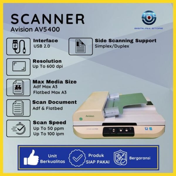 Scanner Avision AV5400 A3 Flatbed ADF 50 ppm