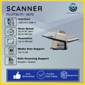 Scanner A3 Fujitsu fi-6670 Second Duplex Scan High Speed 90 ppm Bergaransi