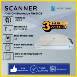 Scanner A3 Avision FB6280E flatbed untuk scan buku tebal dan dokumen besar