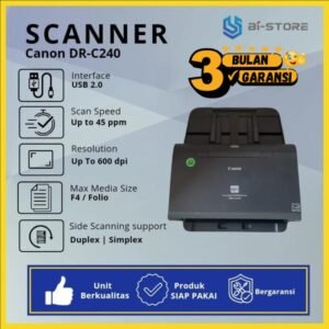 Scanner Folio Canon DR-C240 dengan ADF 60 lembar dan kecepatan 45 ppm