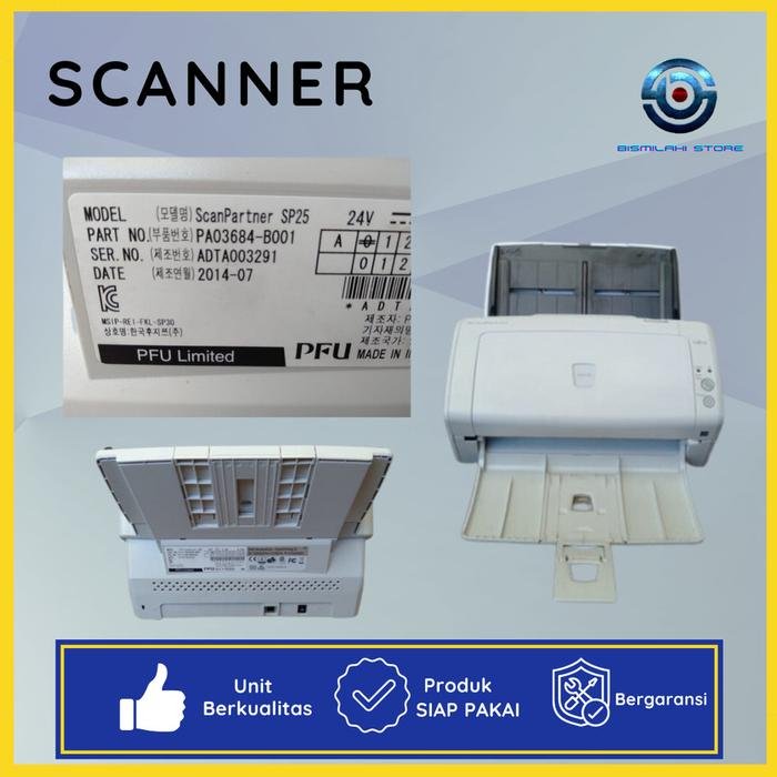 Scanner Folio F4 Fujitsu ScanPartner SP25 dengan kecepatan 25 ppm dan ADF 50 lembar