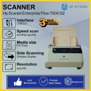 Scanner F4 HP Scanjet Enterprise Flow 7000 S2 dengan kecepatan 45 ppm dan ADF 50 lembar