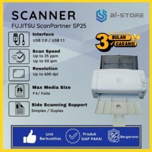 Scanner Folio F4 Fujitsu ScanPartner SP25 dengan ADF 50 lembar dan kecepatan 25 ppm