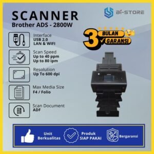 Scanner Brother ADS-2800W dengan koneksi WiFi dan layar sentuh touch screen