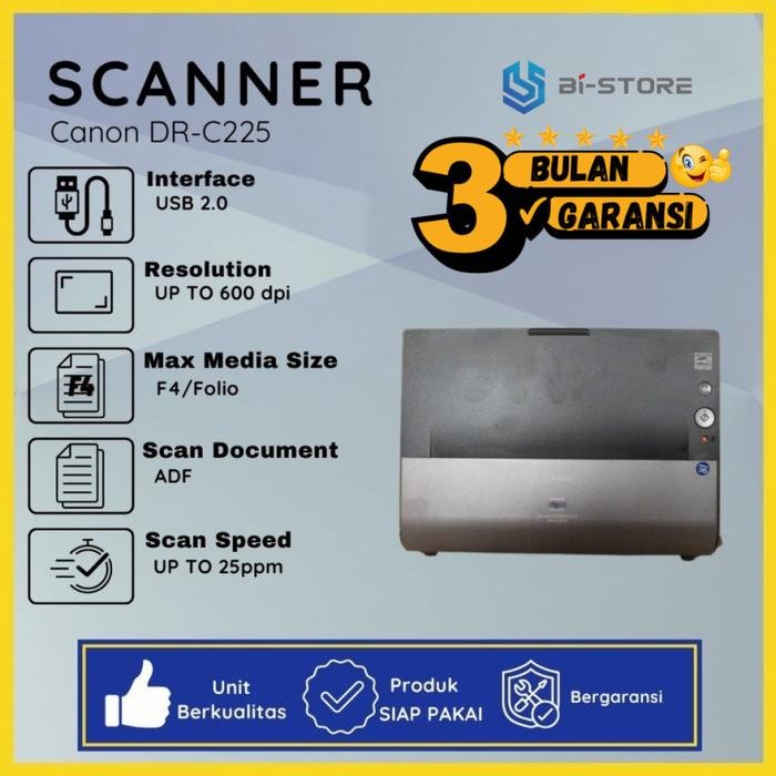 Scanner Folio Canon DR-C225 ADF penarik kertas otomatis