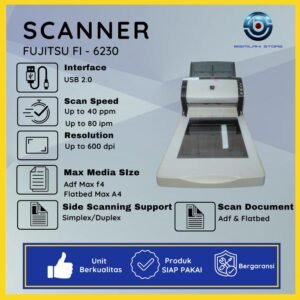 Scanner F4 Fujitsu Fi-6230 berkecepatan tinggi dengan ADF dan flatbed