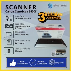 Dapatkan Canon CanoScan 5600F scanner klise fullset belum dipakai dengan resolusi 4800 x 9600 dpi. Mendukung film & slide 35mm, hasil tajam dan warna alami.