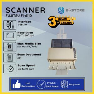 Scanner Fujitsu Fi-6110 berkecepatan tinggi mendukung ukuran F4 Legal dengan bonus free scanner A4
