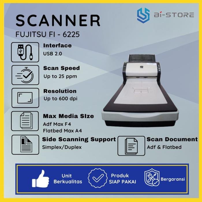 Scanner Fujitsu Fi-6225 berkecepatan tinggi dengan fitur duplex dan flatbed