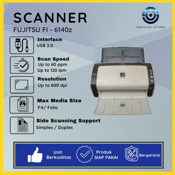 Scanner Folio F4 Fujitsu Fi-6140Z berkecepatan tinggi dengan fitur duplex otomatis