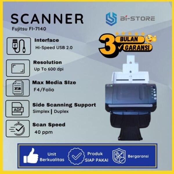 Scanner Fujitsu FI-7140 berkecepatan tinggi dengan dukungan dokumen F4