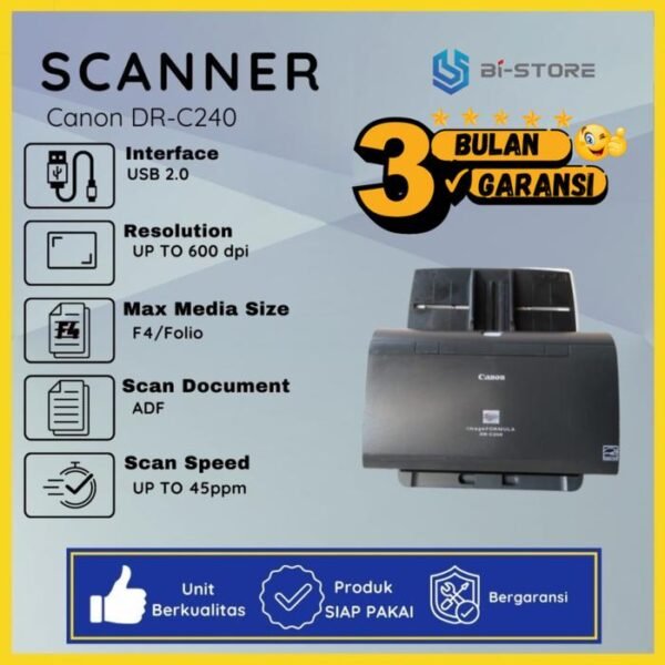Canon DR-C240 scanner folio dengan tray input custom