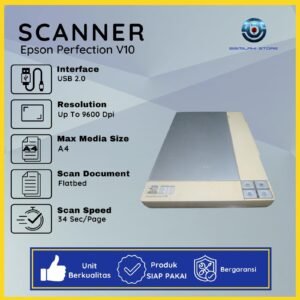 Scanner Epson Perfection V10 flatbed A4 dengan hasil scan tajam dan warna akurat