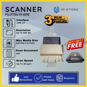 Scanner Fujitsu Fi-6110 berkecepatan tinggi mendukung ukuran F4 Legal dengan bonus free scanner A4