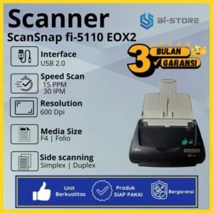 Scanner Fujitsu ScanSnap Fi-5110 EOX2 mendukung ukuran F4 Legal dengan fitur duplex otomatis