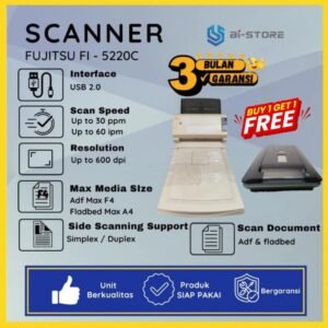 Scanner F4 Fujitsu fi-5220C berkecepatan 25 lembar per menit dengan bonus free scanner A4