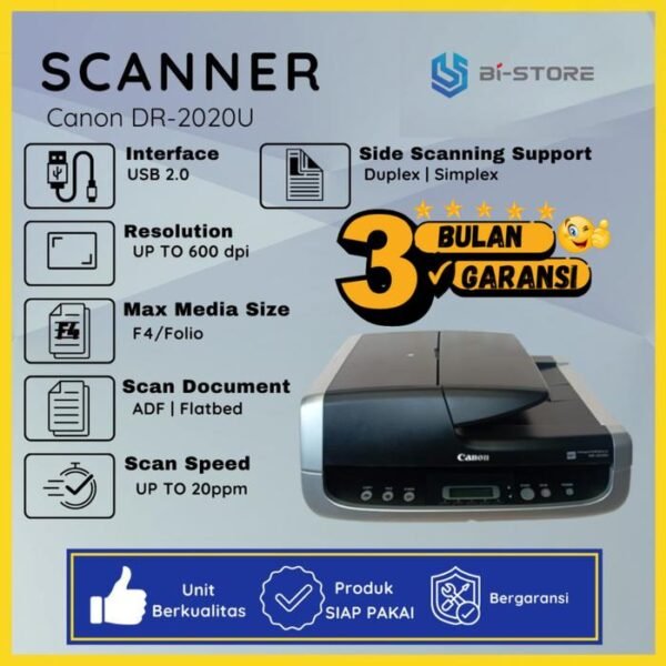 Scanner F4 Canon DR-2020U bisa scan F4 Folio dan Legal melalui ADF