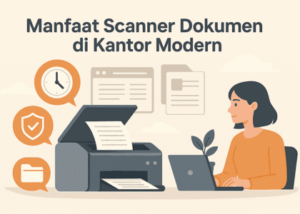 gmabar seseorang sedang scanning dokumen dalam format kartun