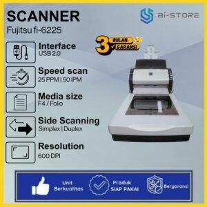 Scanner F4 Fujitsu Fi-6225 dengan ADF dan Flatbed berkecepatan tinggi