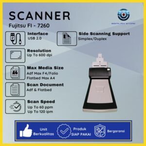Scanner Folio Fujitsu Fi-7260 high speed dengan ADF 80 lembar dan flatbed