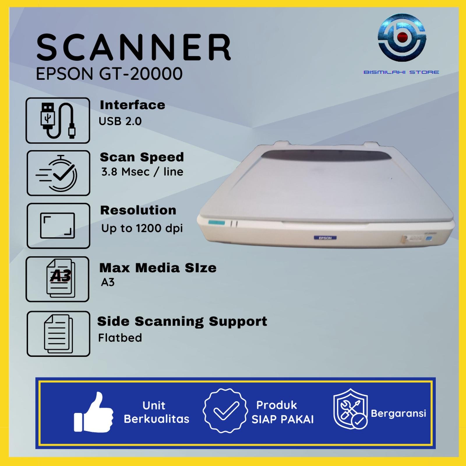 Scanner Epson GT-20000 flatbed A3 dengan resolusi tinggi dan hasil scan tajam