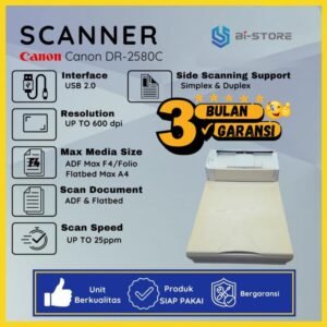 Scanner Folio Canon DR-2580C siap pakai untuk F4 dan Legal