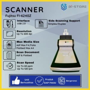 Scanner F4 Fujitsu Fi-6240Z berkecepatan tinggi hingga 60 lembar per menit