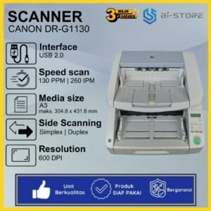 Canon imageFORMULA DR-G1130 Scanner Dokumen A3 | 130 PPM | ADF 500 Lembar