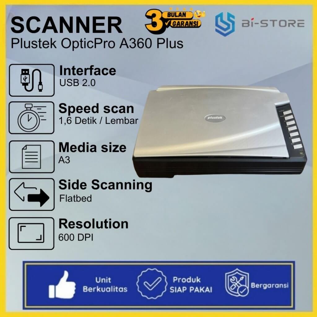 Jual Scanner Plustek OpticPro A360 Plus – Scanner A3 Flatbed